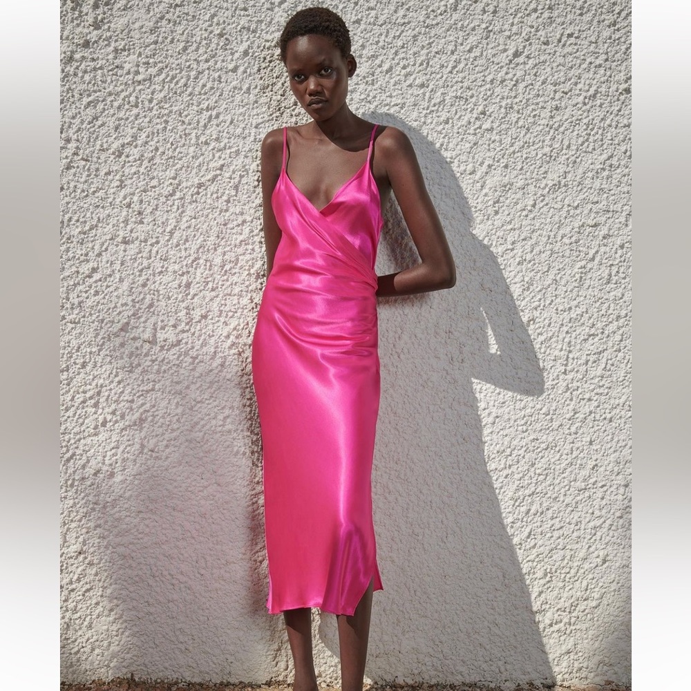 Zara Pink Satin Dress